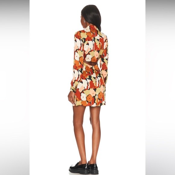 Retro Mini Dress in Black & Rust Floral, ASTR The Label, Size Large (Revolve) - Picture 3 of 4